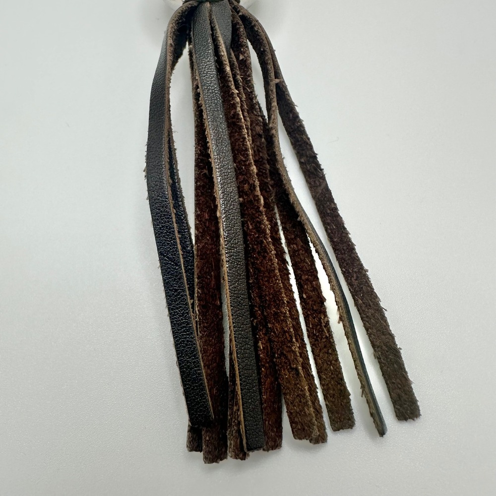 Furla Leather Tassel Bag Charm Dark Brown Silver Tone Hardware - Picture 3 of 5